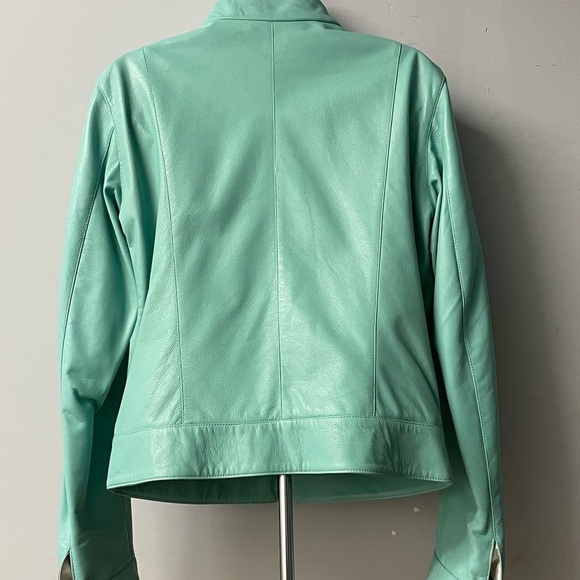 Duca matiste women Italian Leather jacket light green modern fit biker - Picture 3 of 4